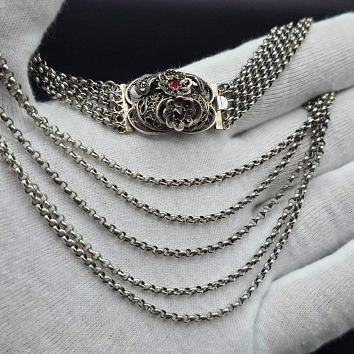Antike granat kropfkette 800er - antike,