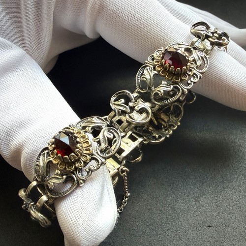 Vintage tracht armband granat - vintage,